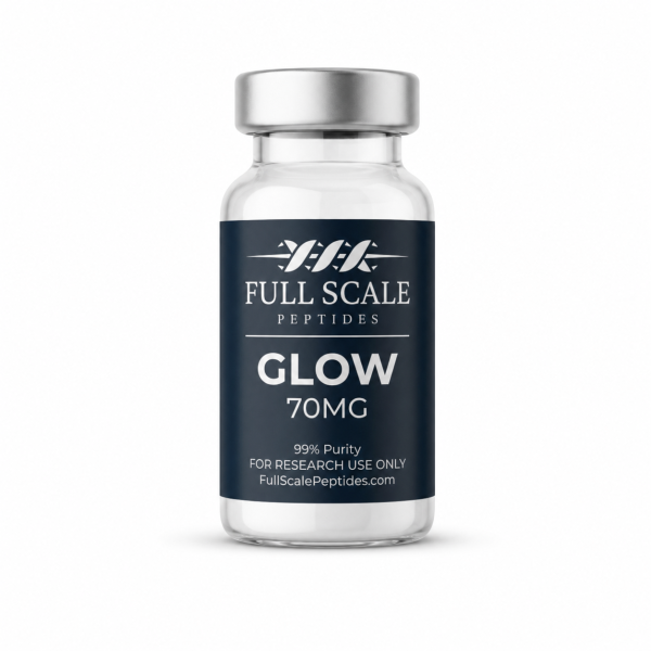 GLOW Blend BPC-157 GHK-Cu TB-500 70mg research peptide vial lyophilized Full Scale Peptides