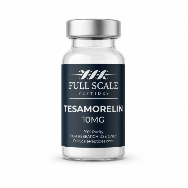 Tesamorelin 10mg GHRH analog research peptide vial lyophilized Full Scale Peptides