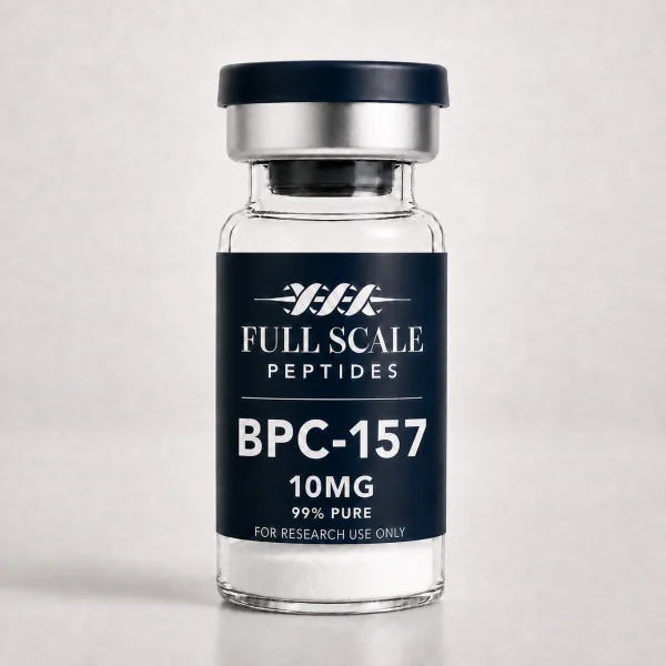 Full Scale Peptides BPC-157 10mg research peptide vial, lyophilized powder, third-party tested