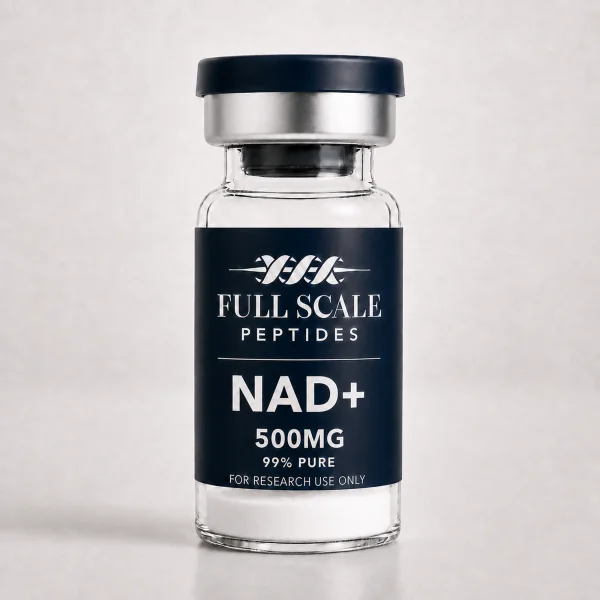 Full Scale Peptides NAD+ 500mg research compound vial, lyophilized powder, 99% purity