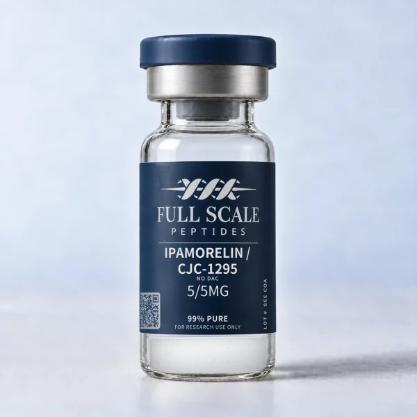 Full Scale Peptides Ipamorelin and CJC-1295 No DAC 5mg/5mg blend vial, lyophilized powder, research use only